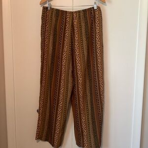 Vintage Wardrobe Essentials Vertically Patterned Stretchy Tie Pants Size Large